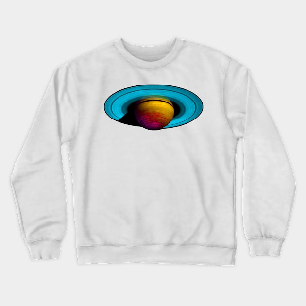 Saturn in Orange and Blue Crewneck Sweatshirt by spacerobot